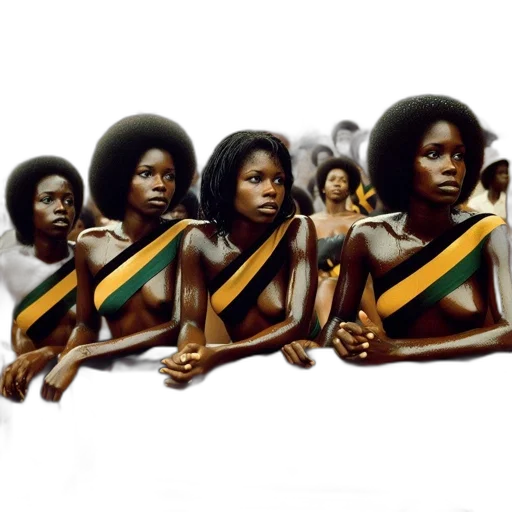four, women, large, afros transparent PNG cut-out