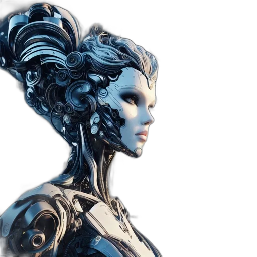 robot, face, concept art, 3d render transparent PNG cut-out