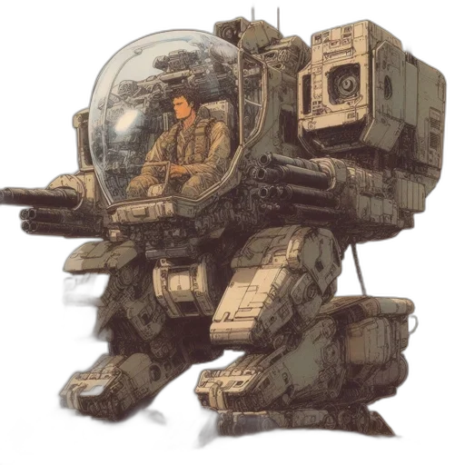 robot, weapon, concept art, pixel art transparent PNG cut-out