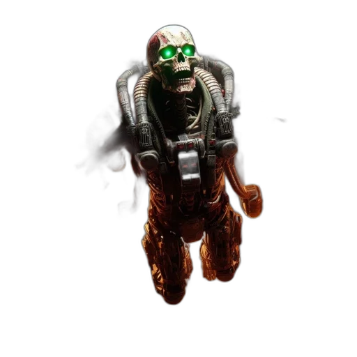 robot, creature, mask, staff transparent PNG cut-out