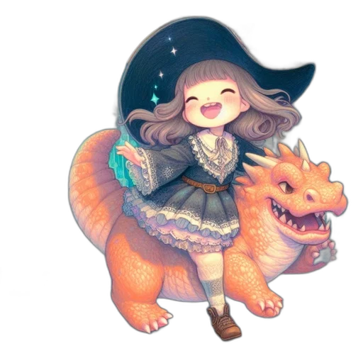 dragon, creature, staff, dress transparent PNG cut-out