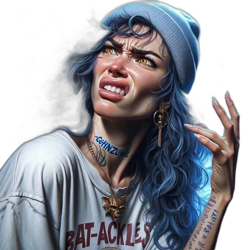 face, jewelry, photorealistic, comic book art transparent PNG cut-out