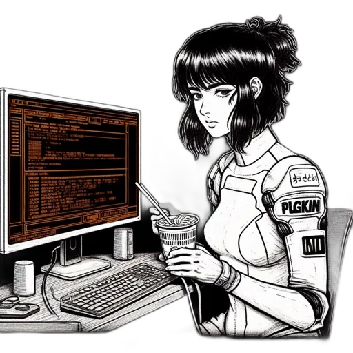 robot, jacket, cyberpunk, comic book art transparent PNG cut-out