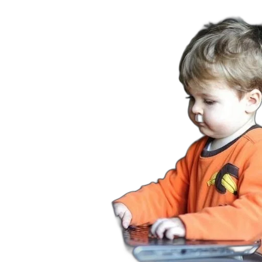 young, child, orange, shirt transparent PNG cut-out