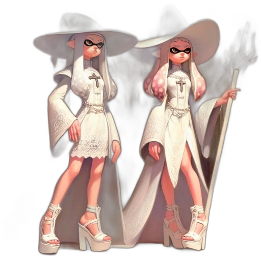 dress, staff, weapon, hat transparent PNG cut-out