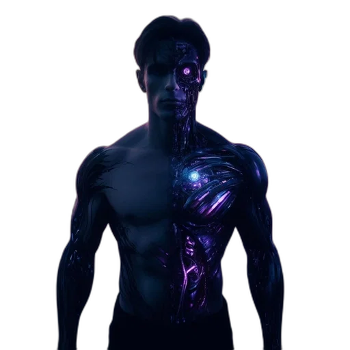 robot, creature, face, cyberpunk transparent PNG cut-out