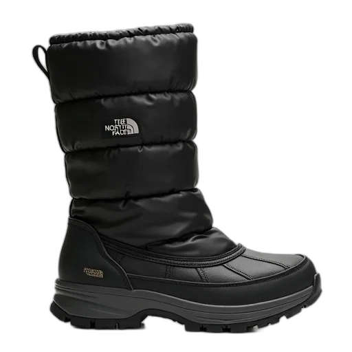 shoes, black, puffy, insulated transparent PNG cut-out