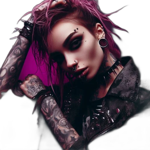 jewelry, face, hair, jacket transparent PNG cut-out