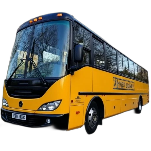 yellow, black, bus, words transparent PNG cut-out