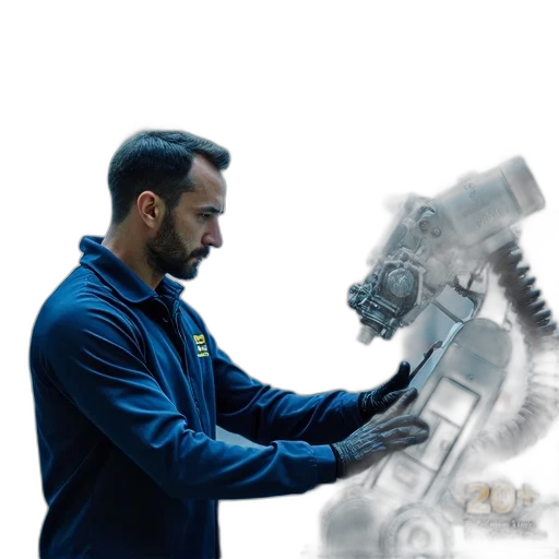 robot, staff, jacket, weapon transparent PNG cut-out