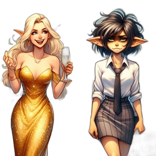 dress, concept art, comic book art, fantasy art transparent PNG cut-out