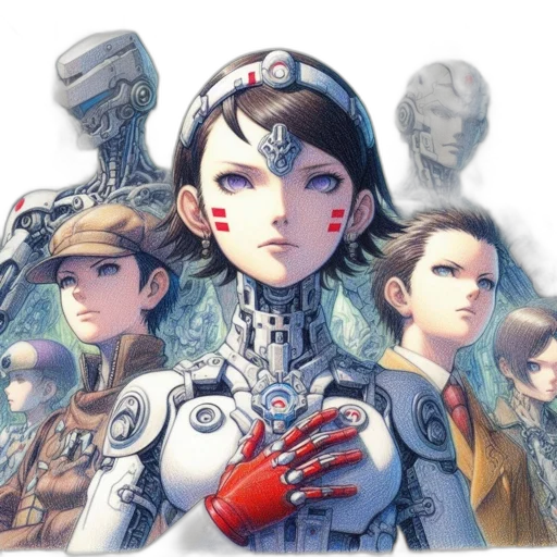 robot, face, concept art, comic book art transparent PNG cut-out