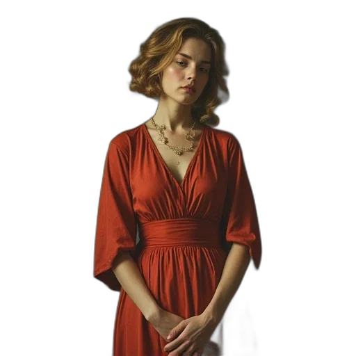 dress, jewelry, staff, face transparent PNG cut-out