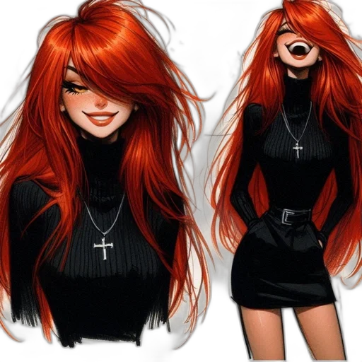 hair, dress, cartoon, concept art transparent PNG cut-out