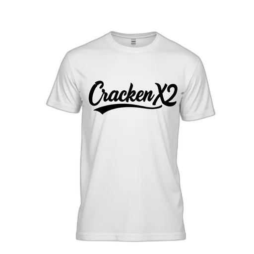white, t-shirt, word, crackenx2 transparent PNG cut-out