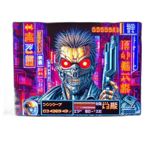 mask, cyberpunk, pixel art, vaporwave transparent PNG cut-out