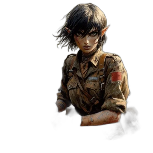 weapon, jacket, face, staff transparent PNG cut-out