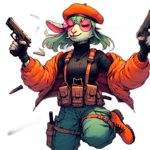 weapon, jacket, staff, concept art transparent PNG cut-out