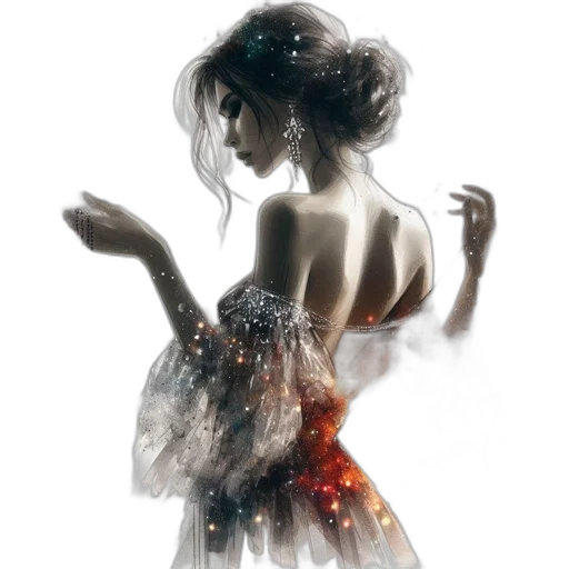 dress, jewelry, crown, fantasy art transparent PNG cut-out