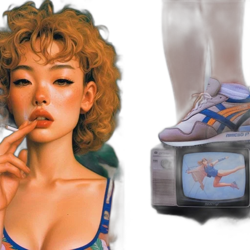shoes, vaporwave, photorealistic, concept art transparent PNG cut-out