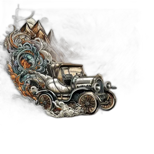 car, dragon, weapon, fantasy art transparent PNG cut-out