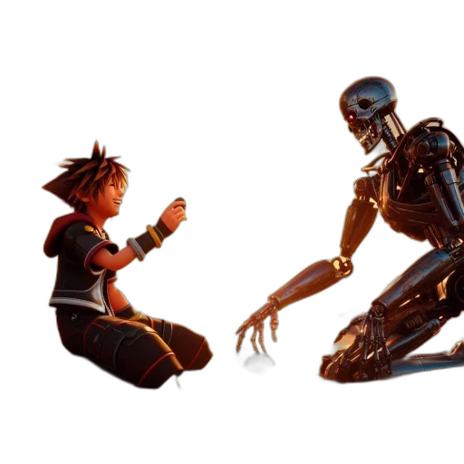robot, concept art, 3d render, pixel art transparent PNG cut-out