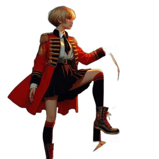 jacket, staff, weapon, shoes transparent PNG cut-out