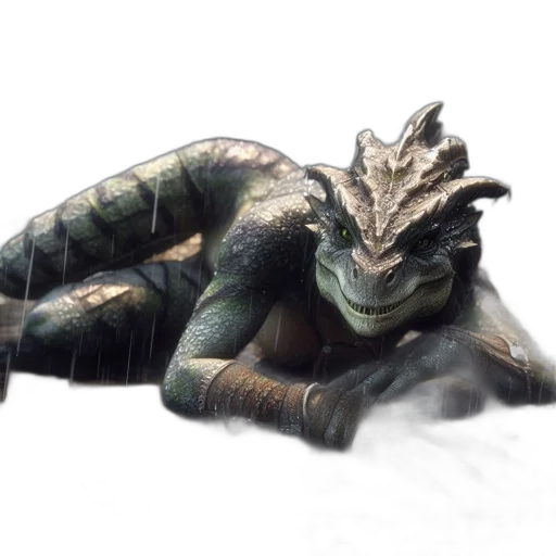 dragon, creature, animal, staff transparent PNG cut-out