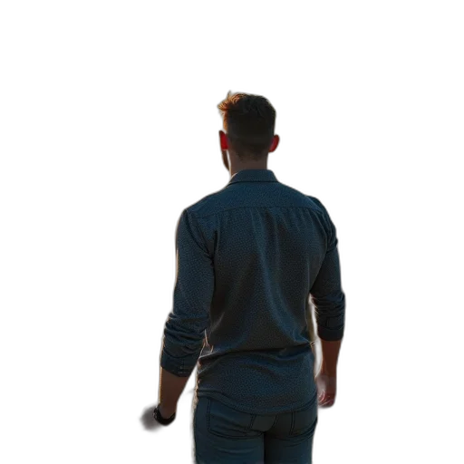 jacket, staff, robot, hair transparent PNG cut-out