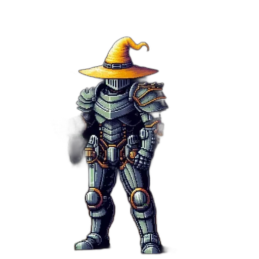 robot, staff, hat, weapon transparent PNG cut-out