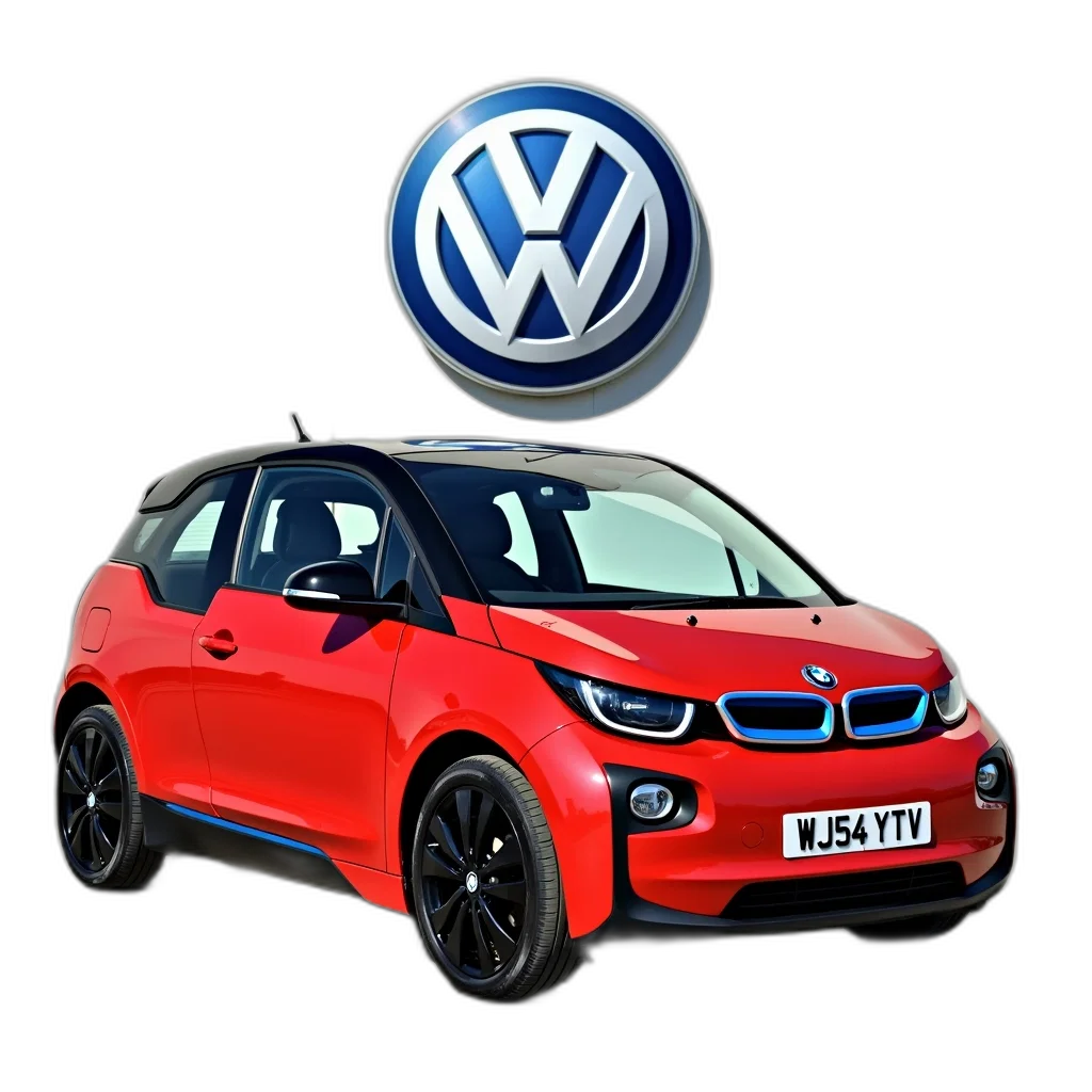 car, 3d render, red, compact transparent PNG cut-out