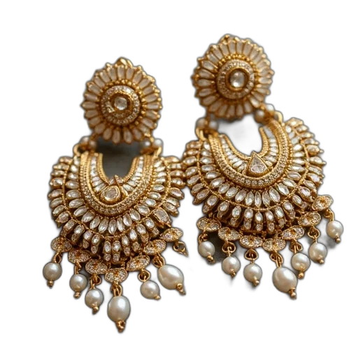 jewelry, pair, gold, earrings transparent PNG cut-out