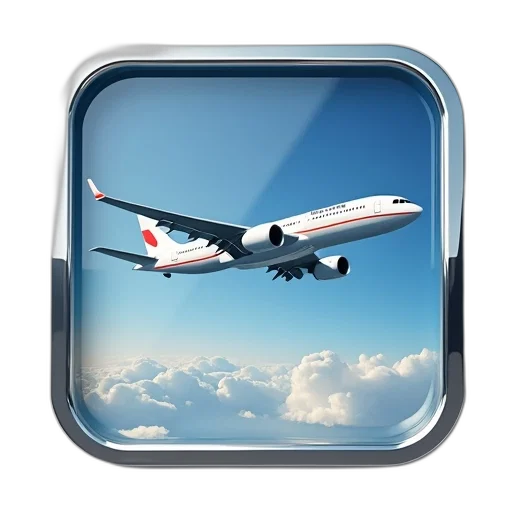 photorealistic, 3d render, airplane, icon transparent PNG cut-out