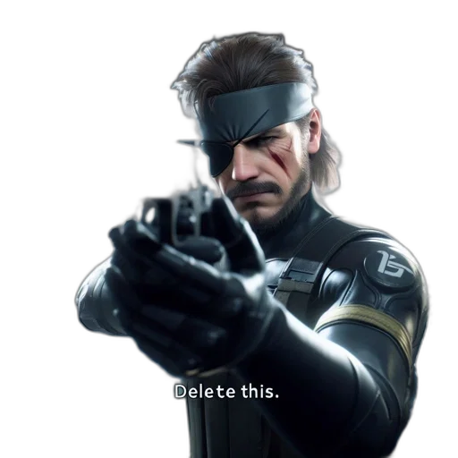 weapon, jacket, face, hair transparent PNG cut-out