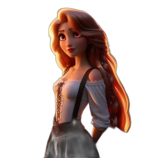 dress, staff, face, 3d render transparent PNG cut-out