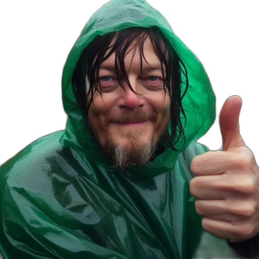 jacket, umbrella, staff, creature transparent PNG cut-out
