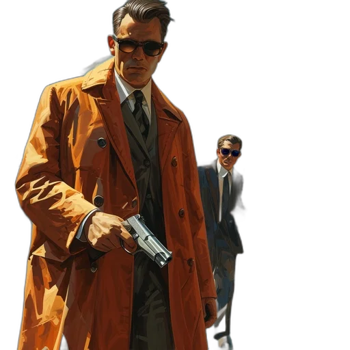 jacket, weapon, concept art, comic book art transparent PNG cut-out