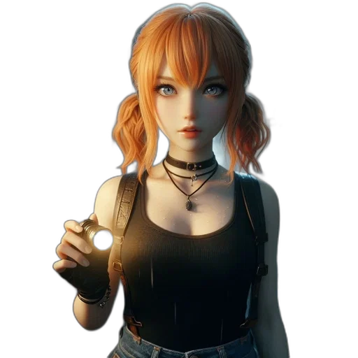 dress, jacket, staff, weapon transparent PNG cut-out