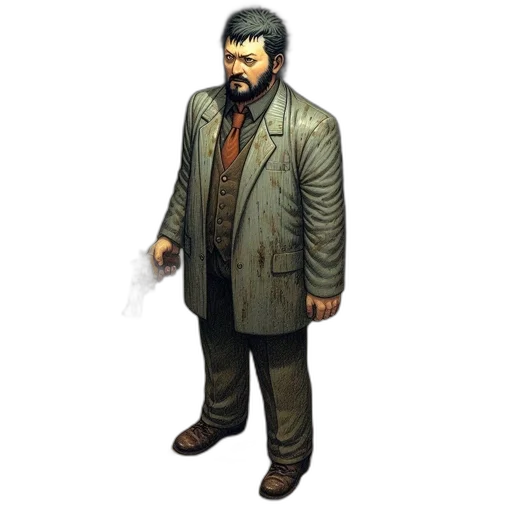 jacket, staff, concept art, pixel art transparent PNG cut-out