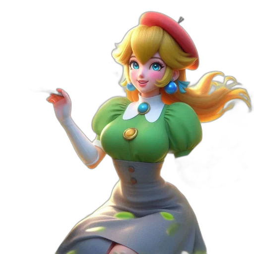 dress, crown, staff, 3d render transparent PNG cut-out