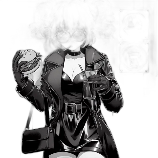 jacket, weapon, robot, comic book art transparent PNG cut-out