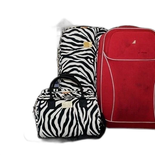 red, zebra, print, suitcase transparent PNG cut-out