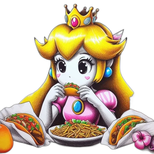 food, crown, pixel art, vaporwave transparent PNG cut-out