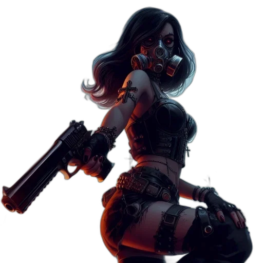 weapon, concept art, cyberpunk, comic book art transparent PNG cut-out