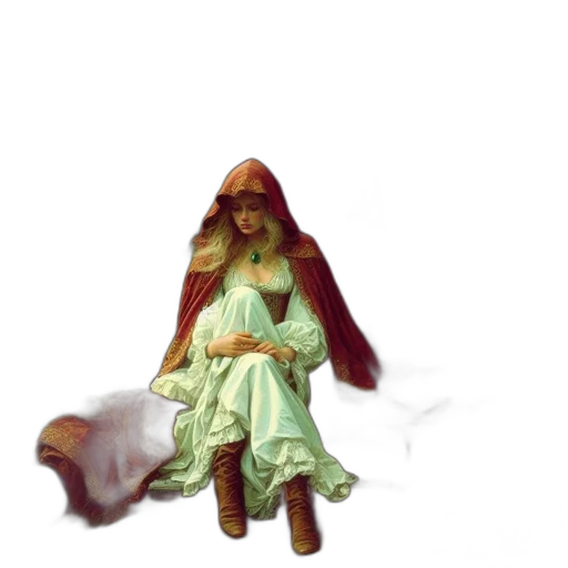 dress, hat, creature, staff transparent PNG cut-out