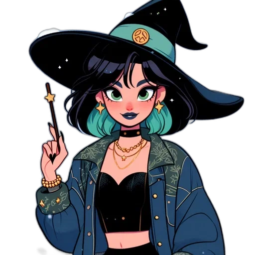 hat, jacket, staff, jewelry transparent PNG cut-out