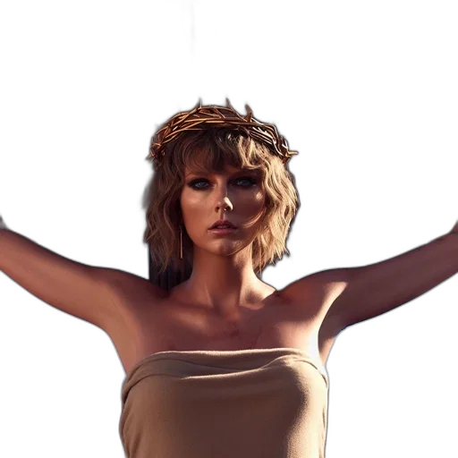 dress, crown, hair, photorealistic transparent PNG cut-out