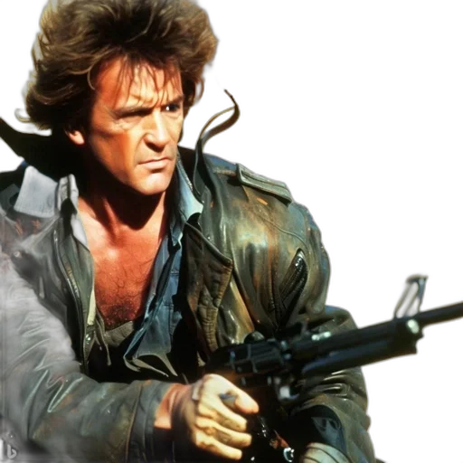 jacket, weapon, intense, weathered transparent PNG cut-out