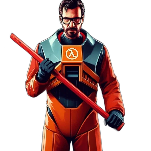 robot, staff, jacket, weapon transparent PNG cut-out
