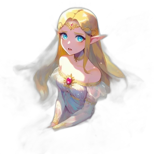 dress, crown, flower, staff transparent PNG cut-out
